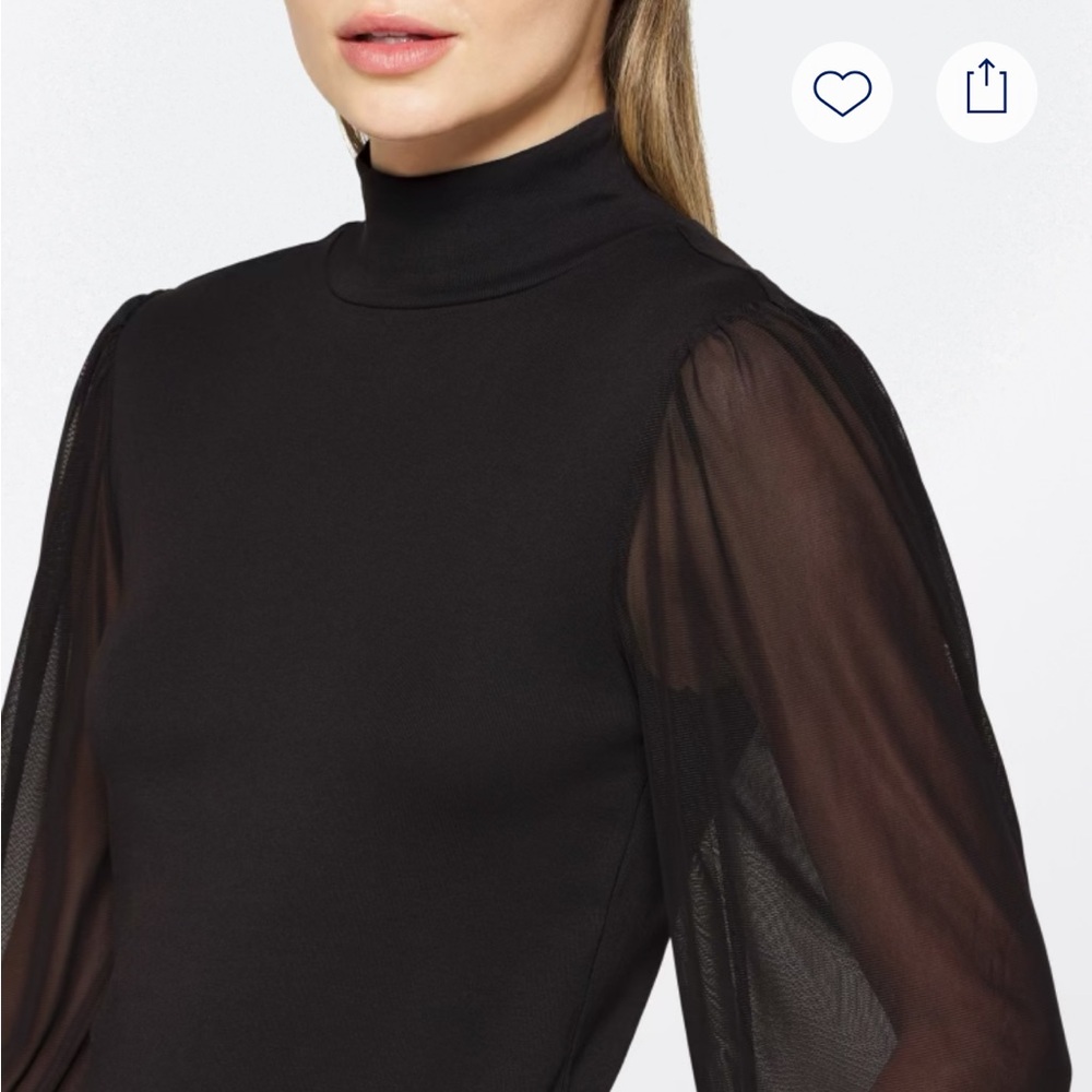 Sanctuary On My Mind Mesh Sleeve Knit Mockneck Top L